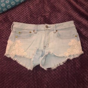 American Eagle Denim Shorts With Lace Detaling